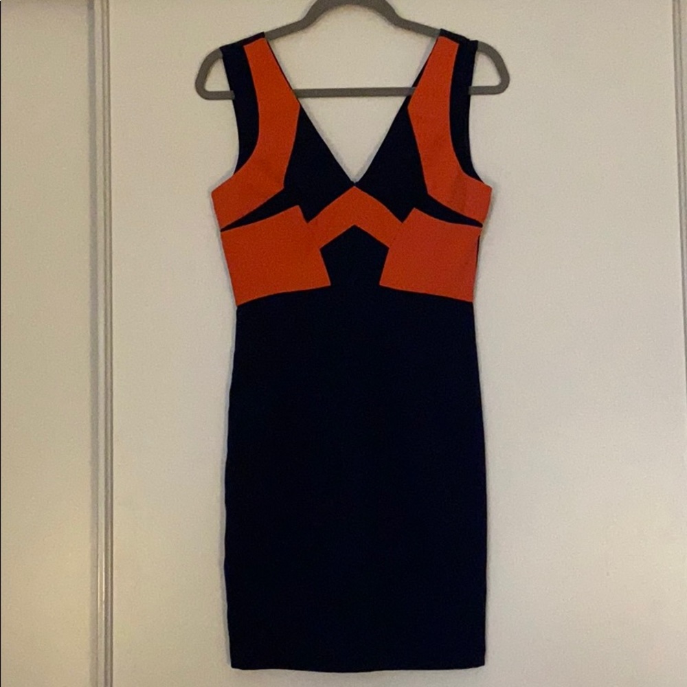 LAST CHANCE! 5/48 Navy Blue & Coral Dress - Small